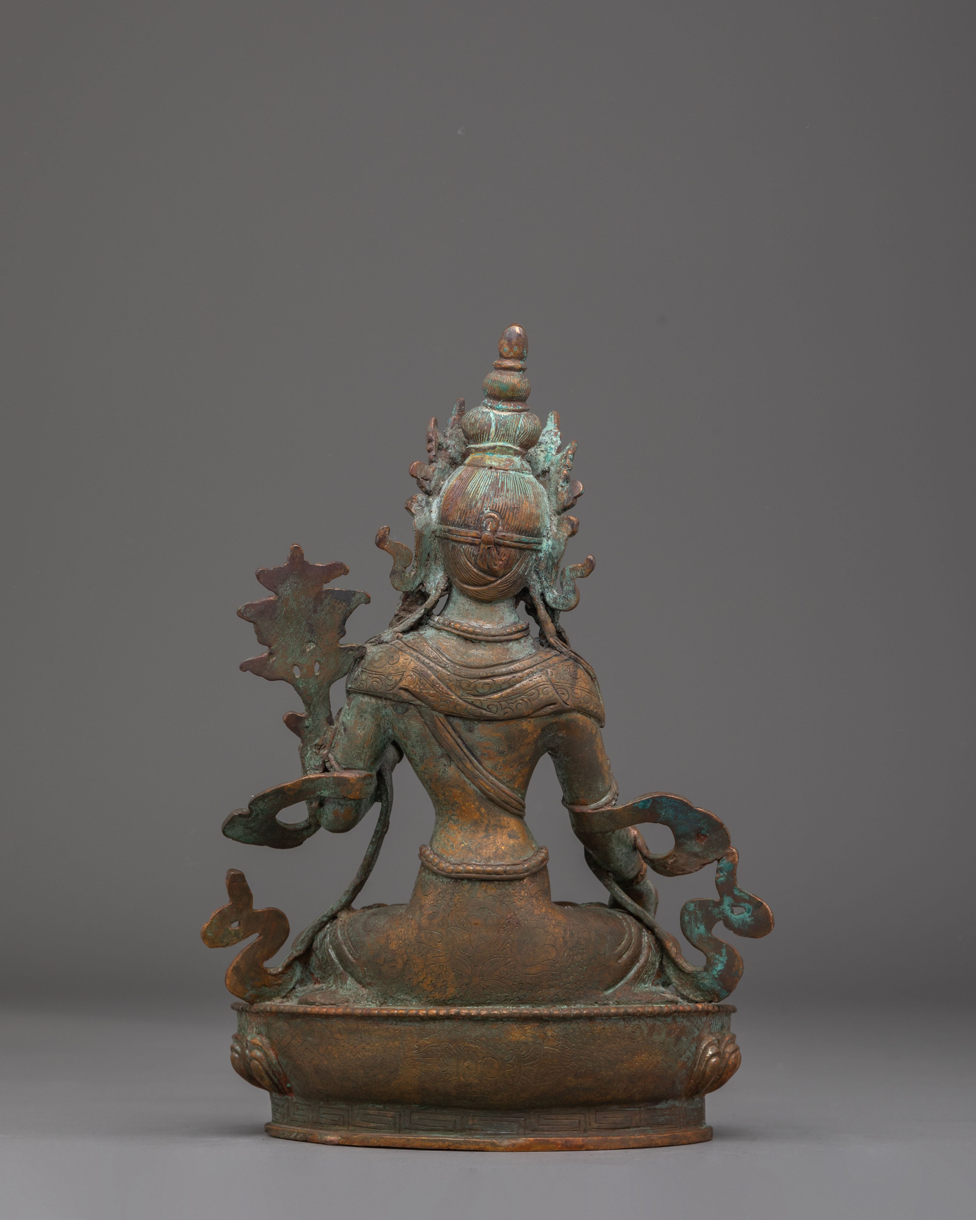 Oxidized Copper Statue of Green Tara | Enlightened Tara