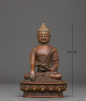 Sacred Shakyamuni Buddha Dharma Statue | Tibetan Copper Art for Meditation