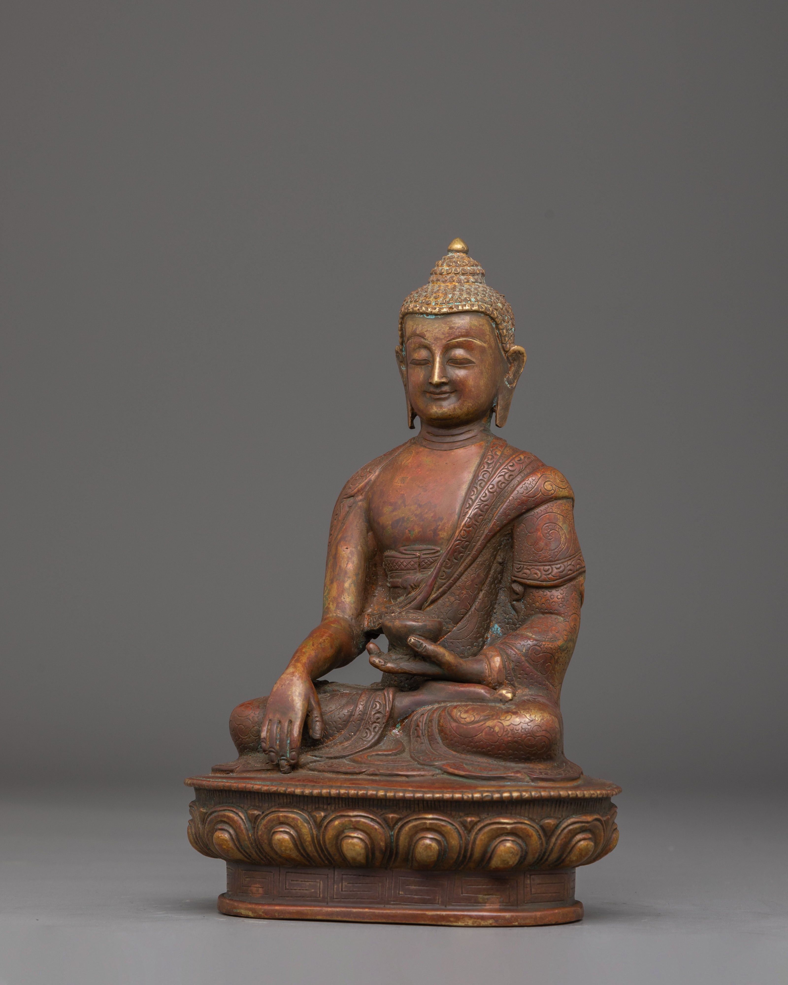 Sacred Shakyamuni Buddha Dharma Statue | Tibetan Copper Art for Meditation