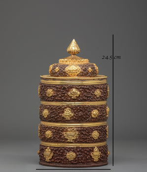 Handmade Traditional Dhupur Rice Pot | Copper Body with Gold Plated Design