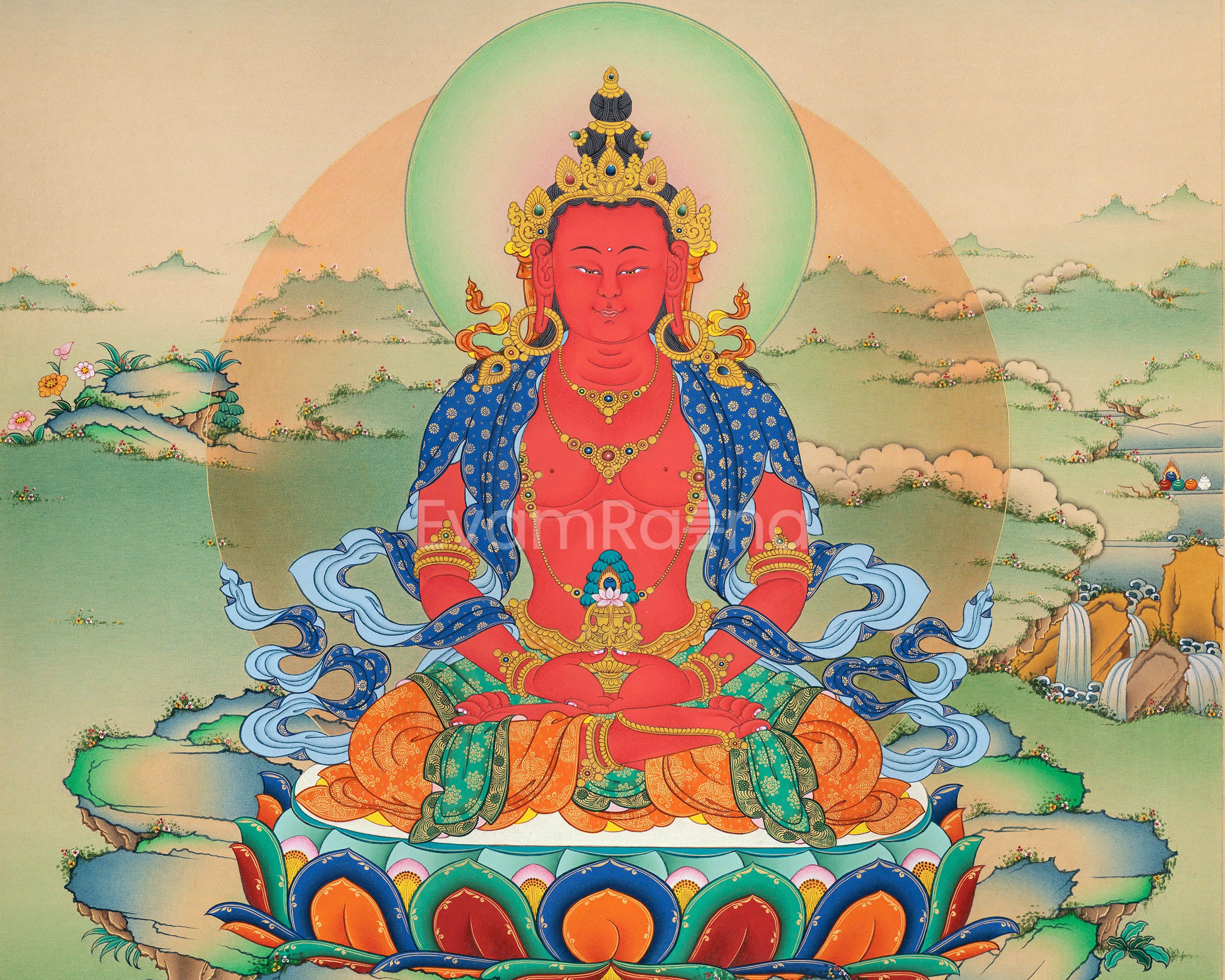 Amitayus Buddha| Traditional Wall Decor| Buddha Art