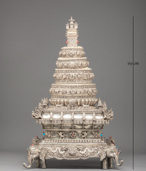 Traditional Tibetan Silver Mandala Set | Sacred Buddhist Offering Set