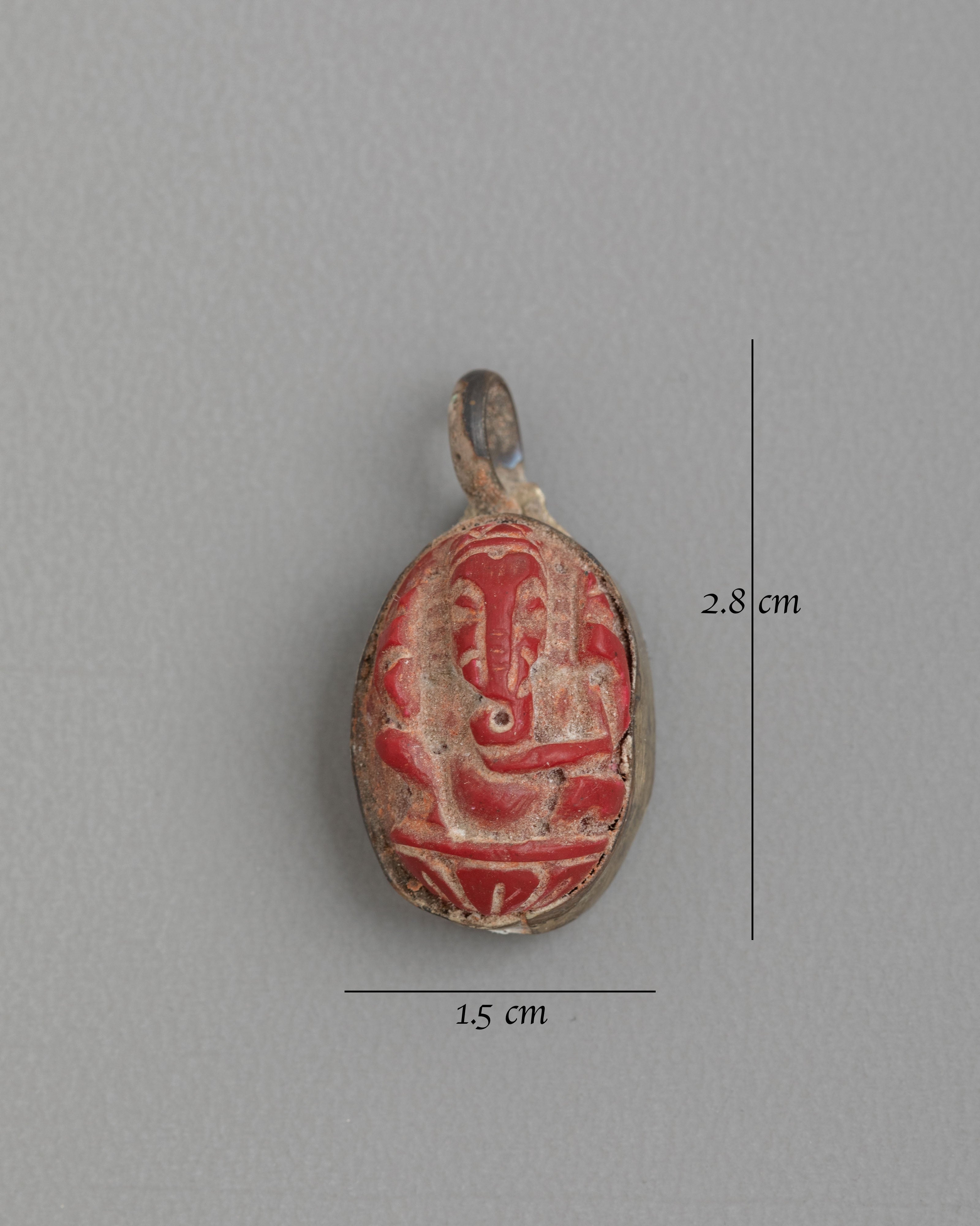 Ganesh Amulet Pendant | Coral Hindu Deity Ornament