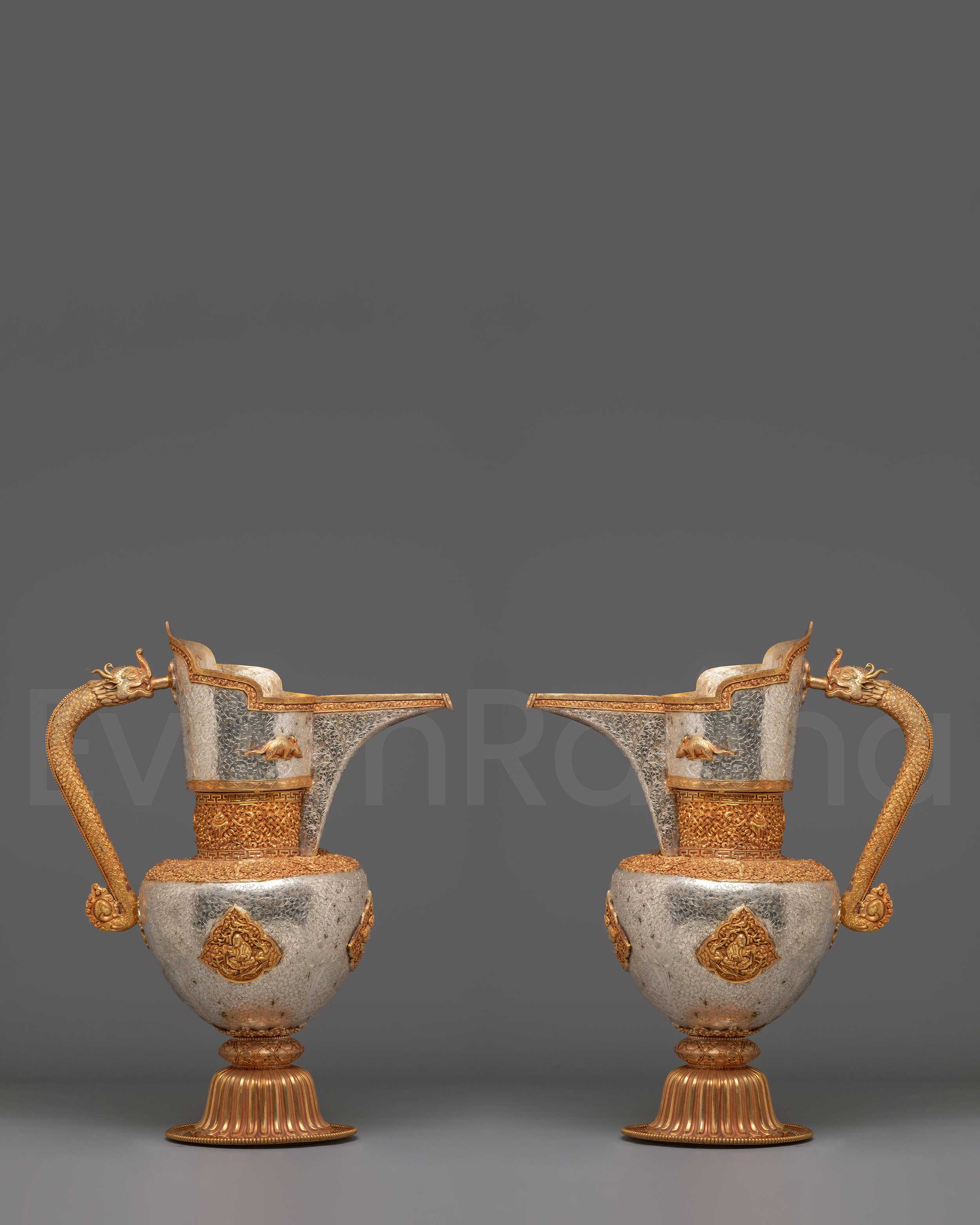 Tibetan Jug Set for Decor | Symbol of Longevity
