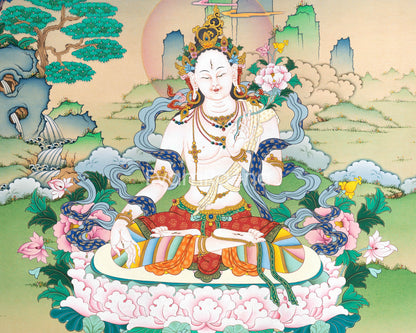 White Tara Meditation Art Print | Goddess Of Compassion and Longevity | Spiritual Decors