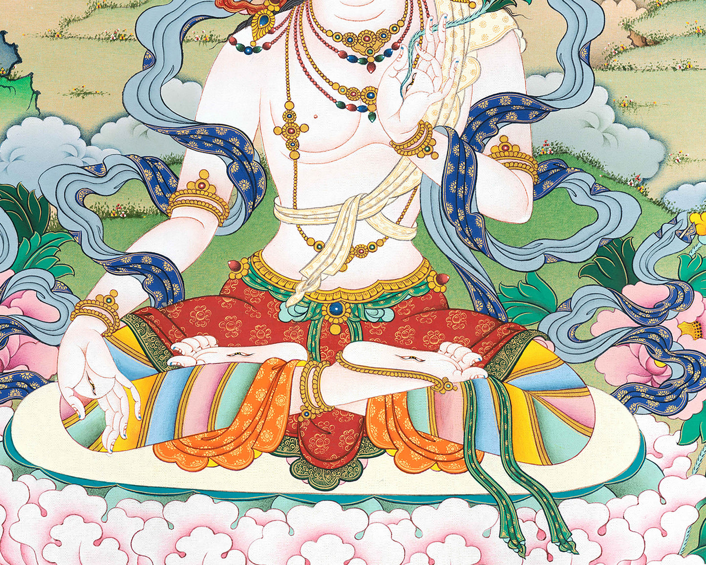 White Tara Meditation Art Print | Goddess Of Compassion and Longevity | Spiritual Decors