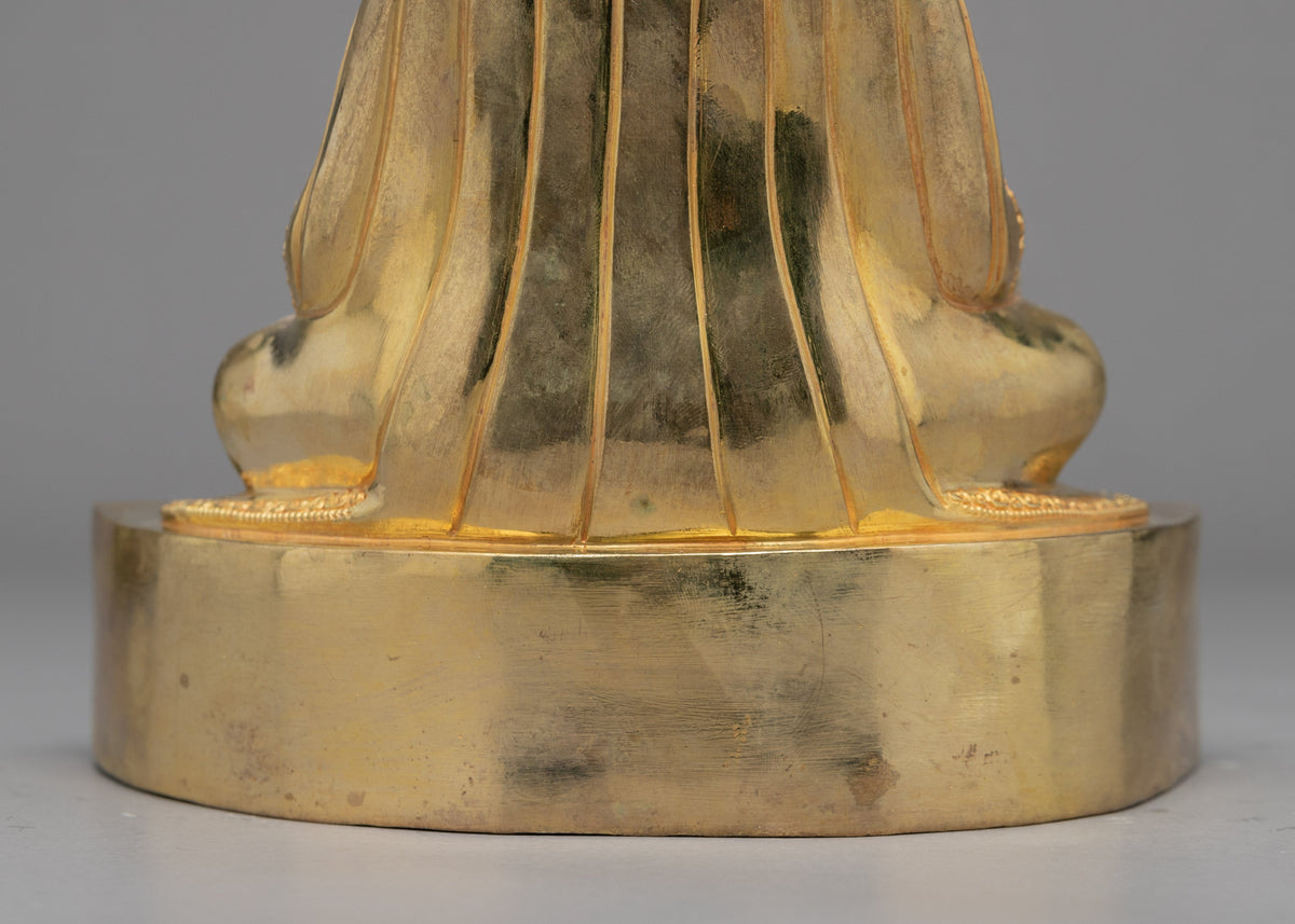 Traditional Buddhist Master Gold Gilded Statue Set | Traditionally Hand Carved Art