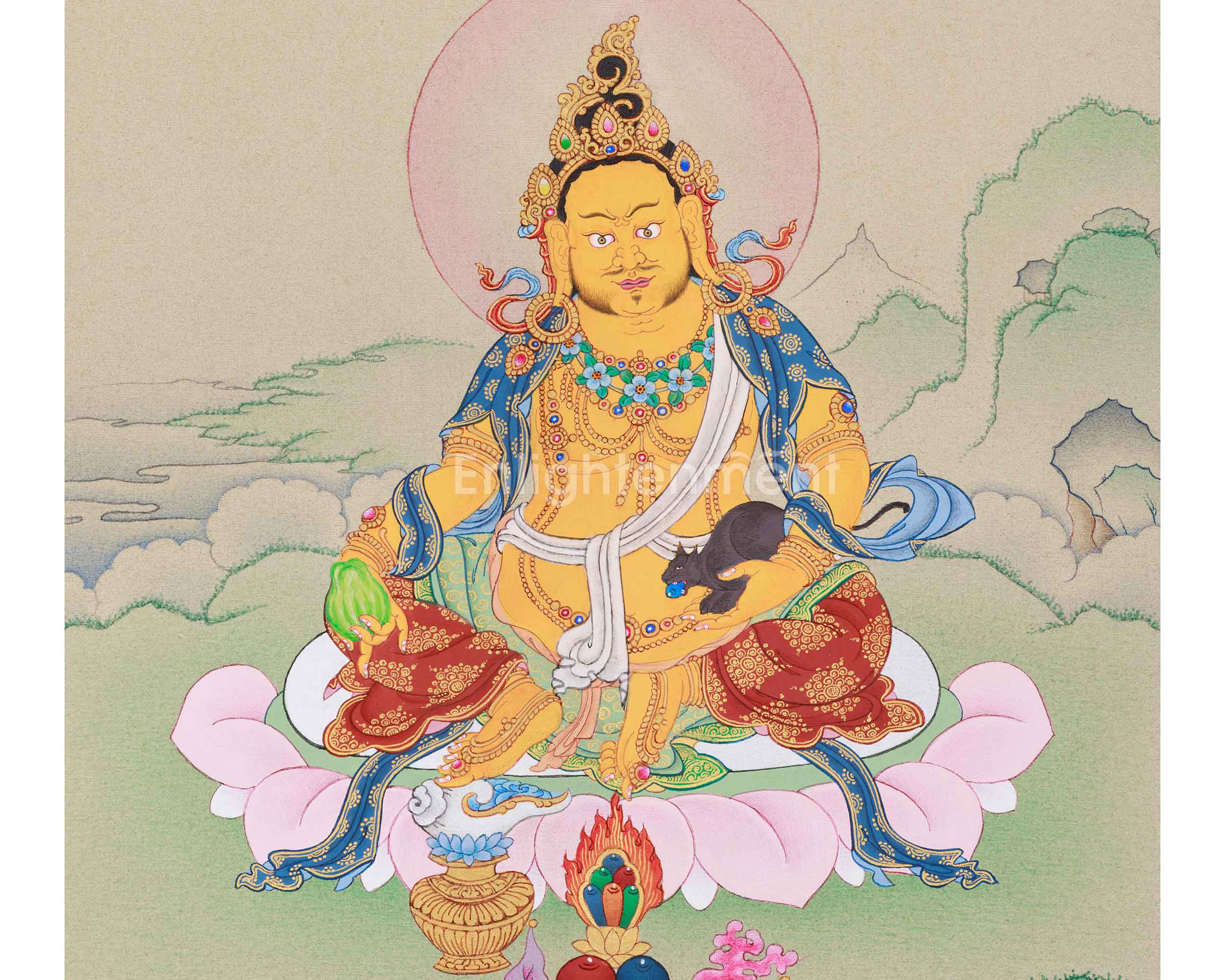 Sacred Yellow Jambhala Artwork | Guardian of Wealth and Fortune
