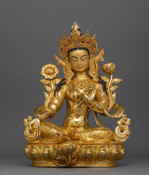 Buddhist Green Tara Mantra Prayer Statue