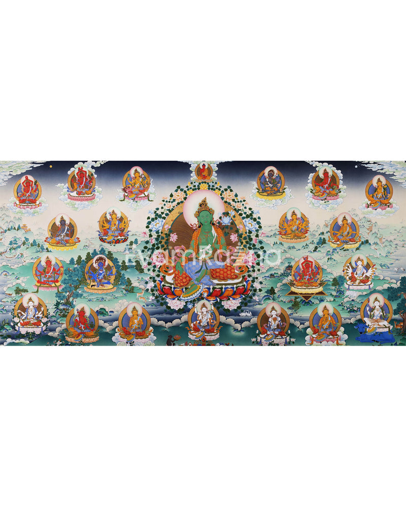 21 Taras Surya Gupta Thangka Print | Himalayan Taras High-Quality Giclee On Cotton Canvas Art