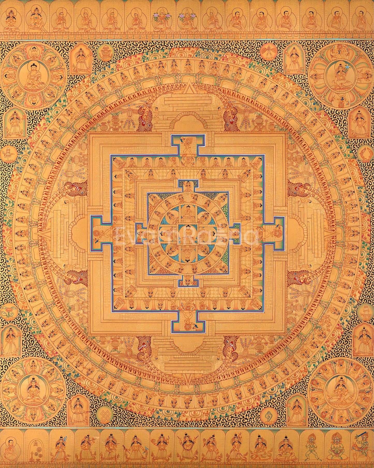 Buddha Mandala Digital Print | Traditional Buddhist Thangka Print | Spiritual Décor