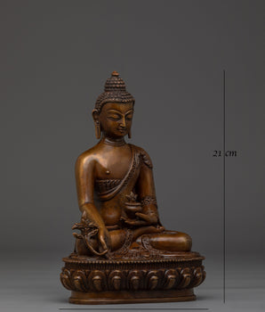 Medicine Buddha in oxidized copper