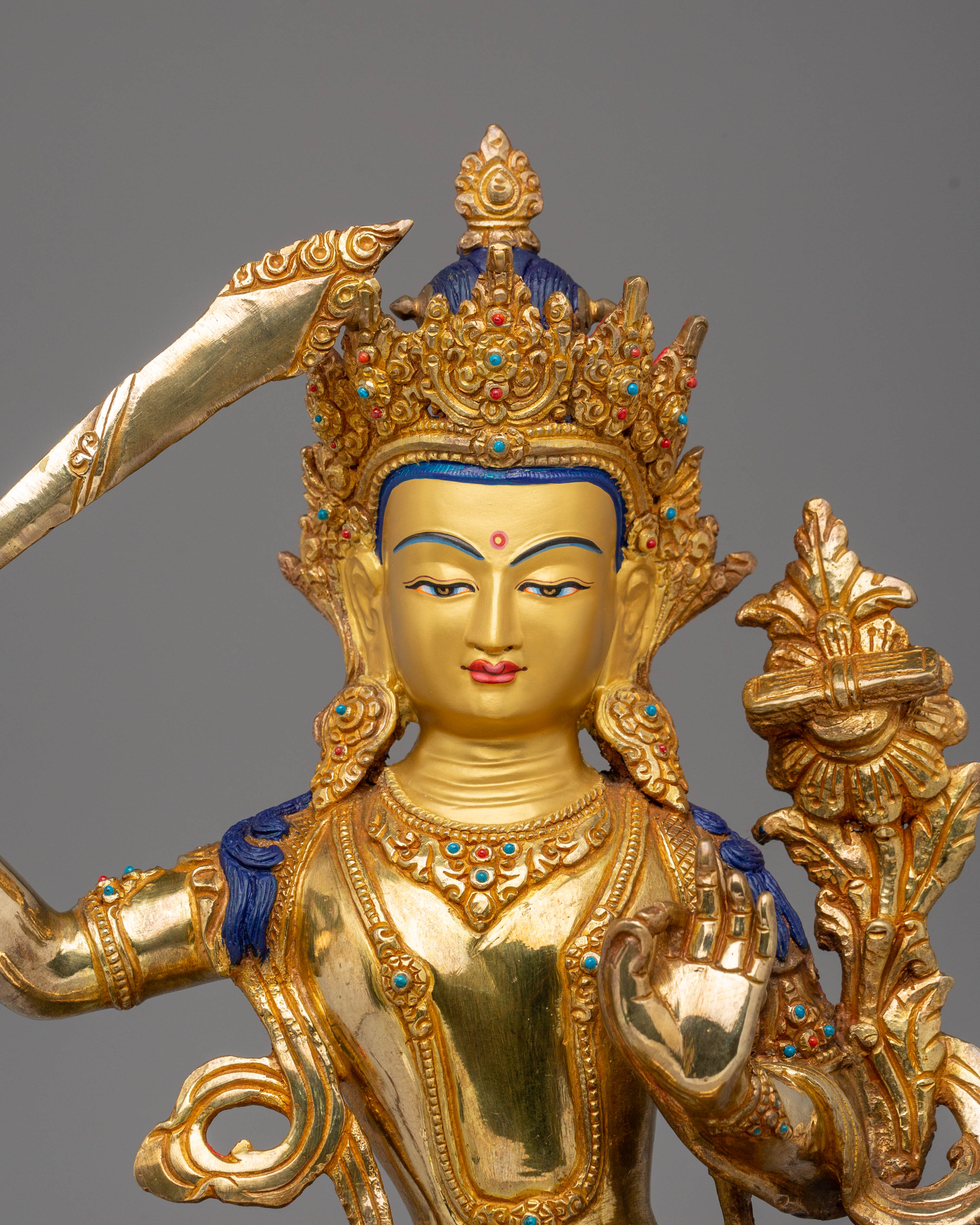 Manjushri Handmade Copper Statue | Buddhist Bodhisattva of Wisdom