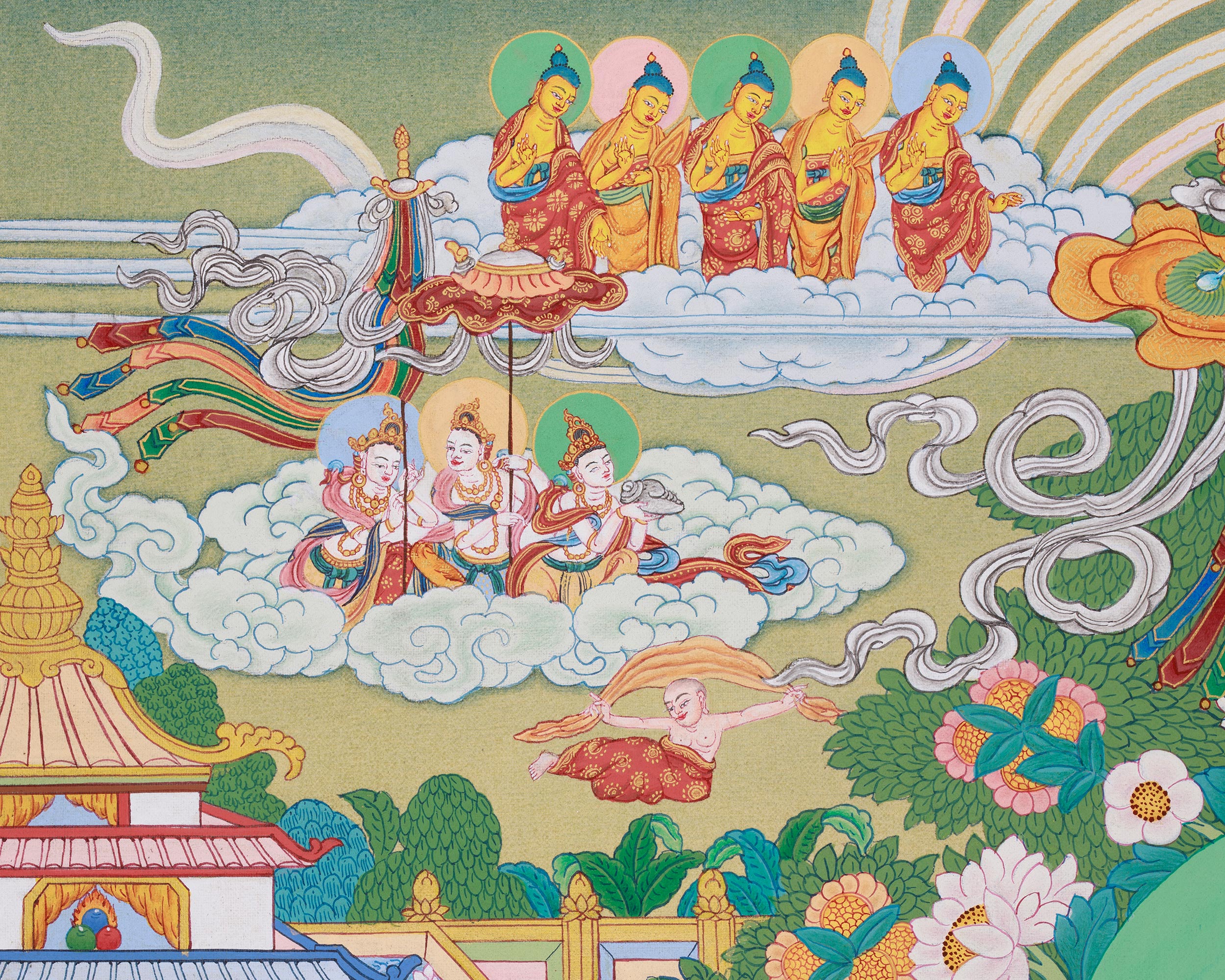 Amitabha Singham Thangka | The Buddha of Boundless Compassion and Light
