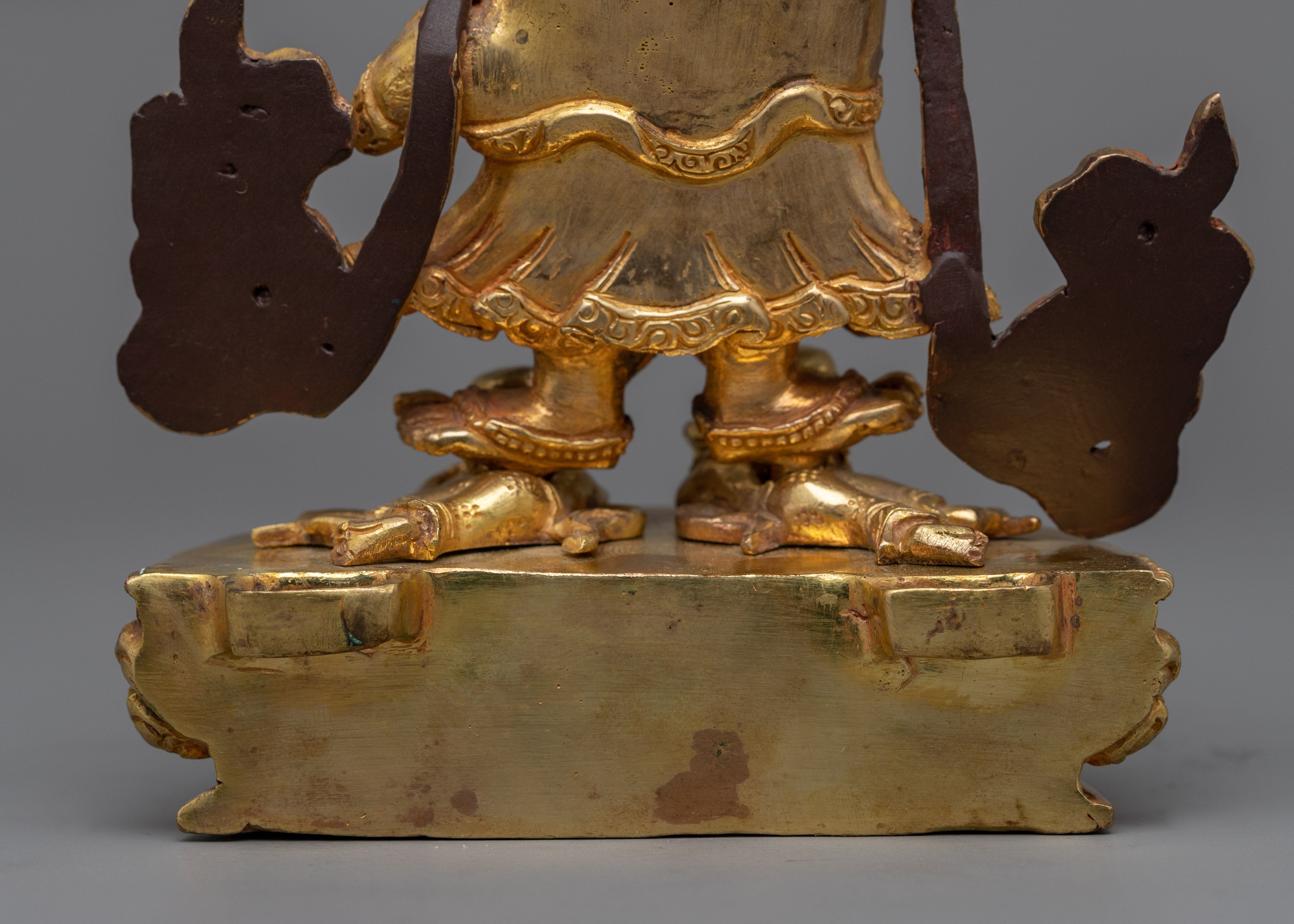 Gold Gilded White Mahakala Statue | Gold Gilded Tibetan Buddhist Art