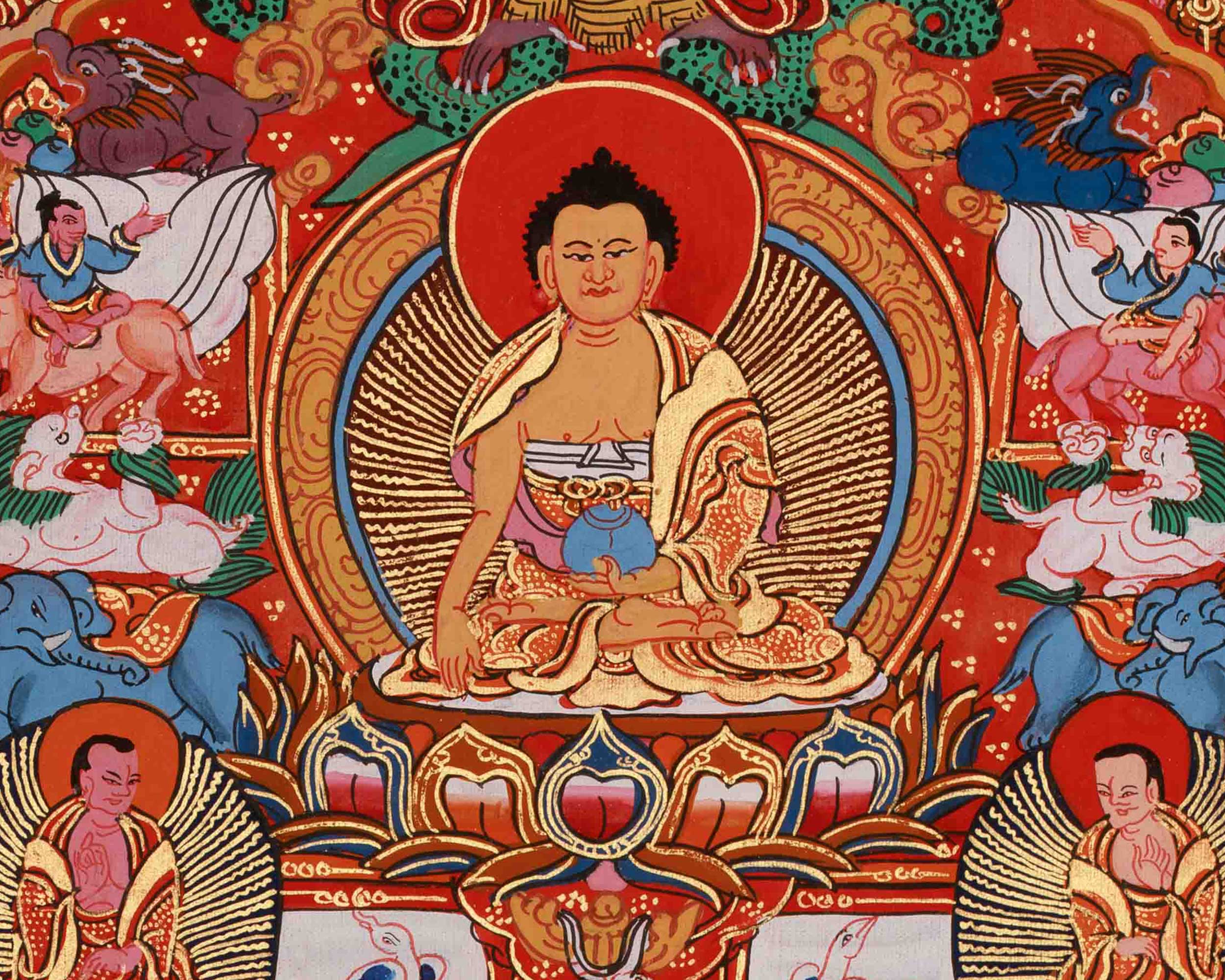 Divine Buddha Life Story Thangka | Siddhartha Gautama | Spiritual Journey Toward Enlightenment