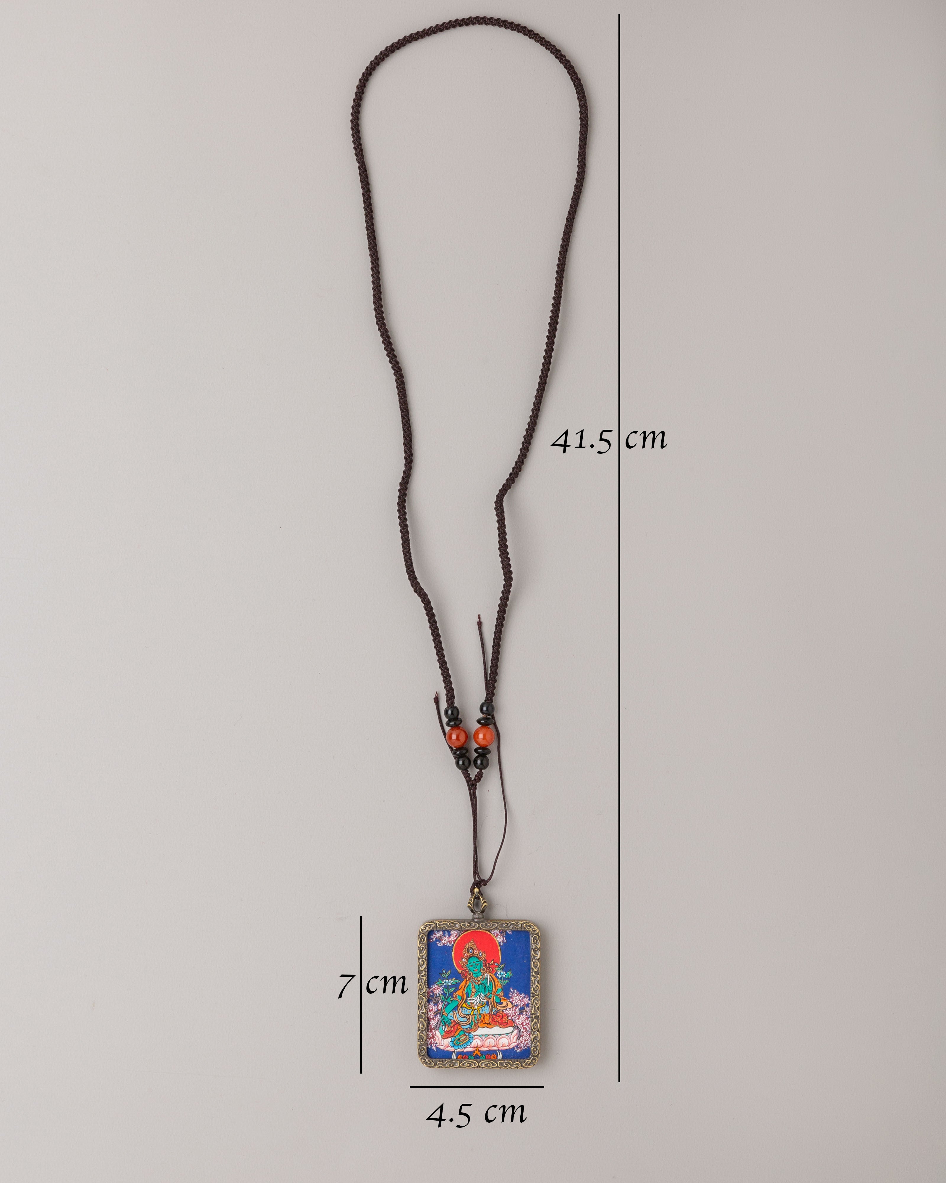 Handmade Buddhist Green Tara Locket | Sacred Thangka Pendant