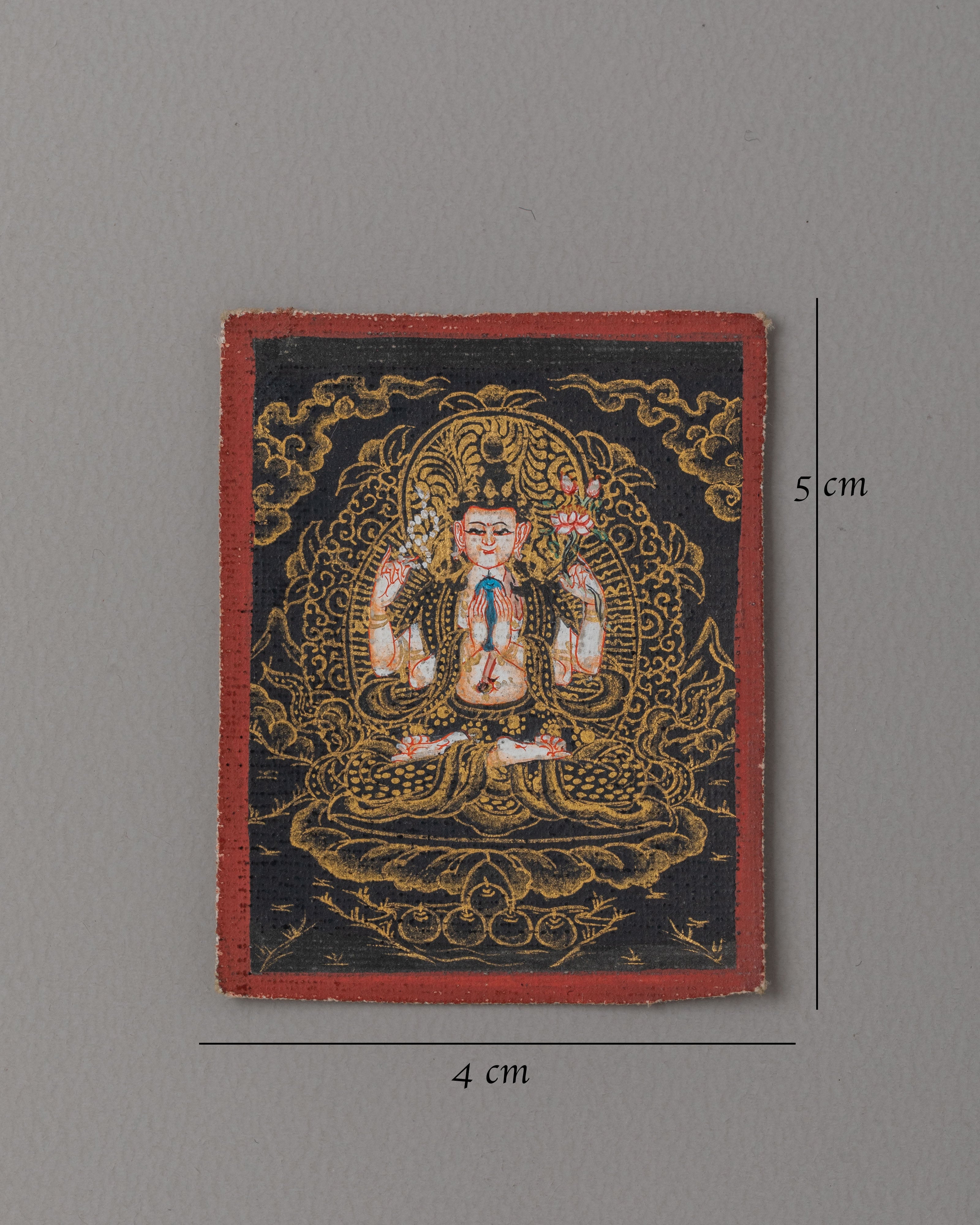 Chenrezig Thangka for Locket | Handmade Tibetan Art