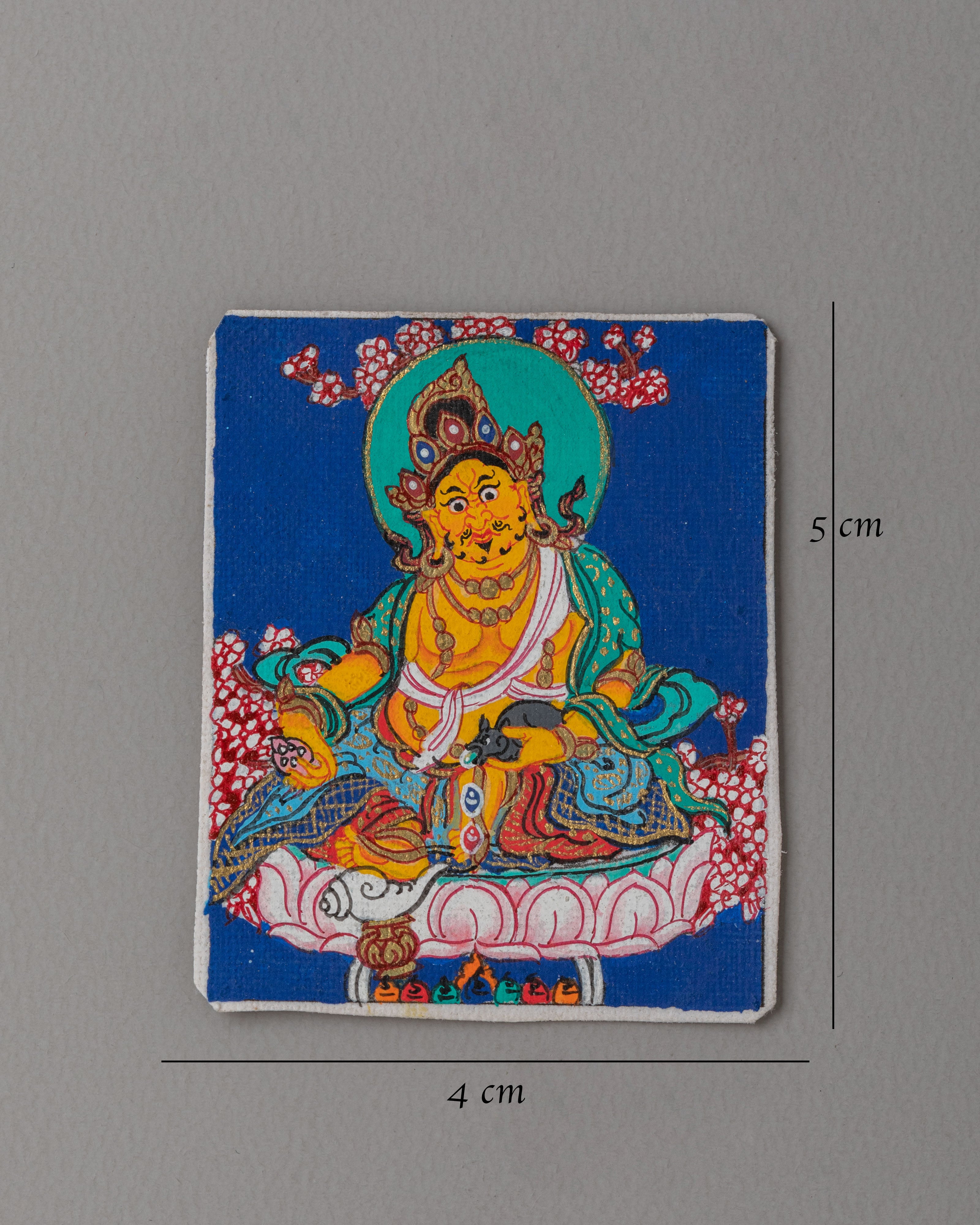 Dzambhala Thangka for Locket | Traditional Tibetan Artwork