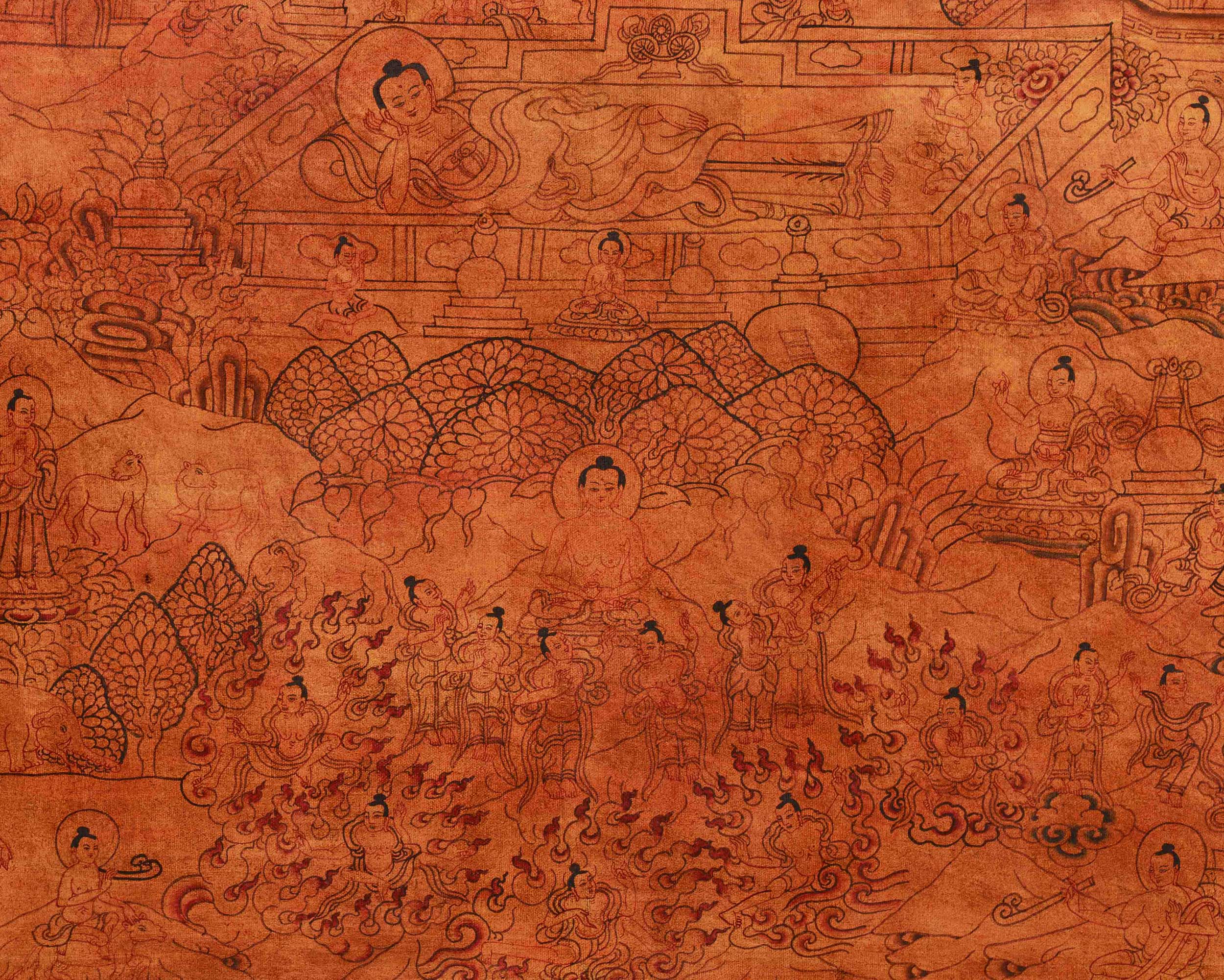 Sacred Thangka Of Buddha Life Story | Spiritual Journey of Enlightenment | Traditional Himalayan Art