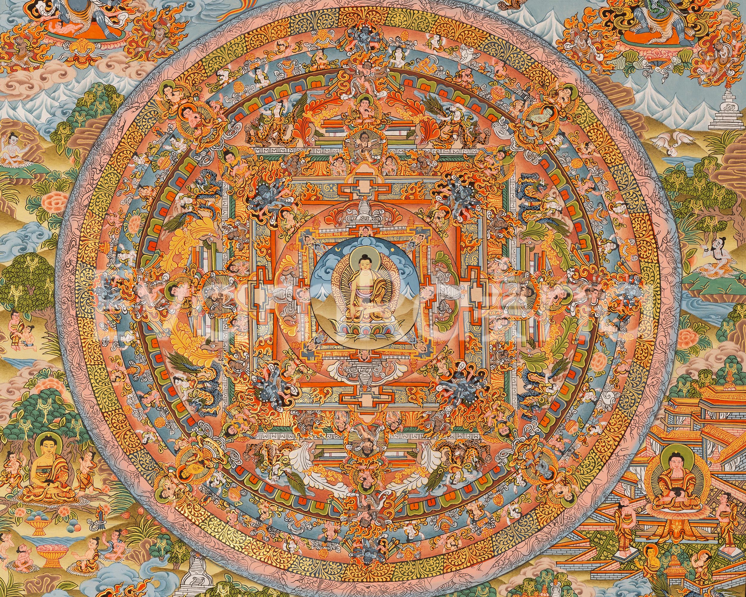 Hand Painted Buddha Mandala Thangka | Meditation Mandala Painting