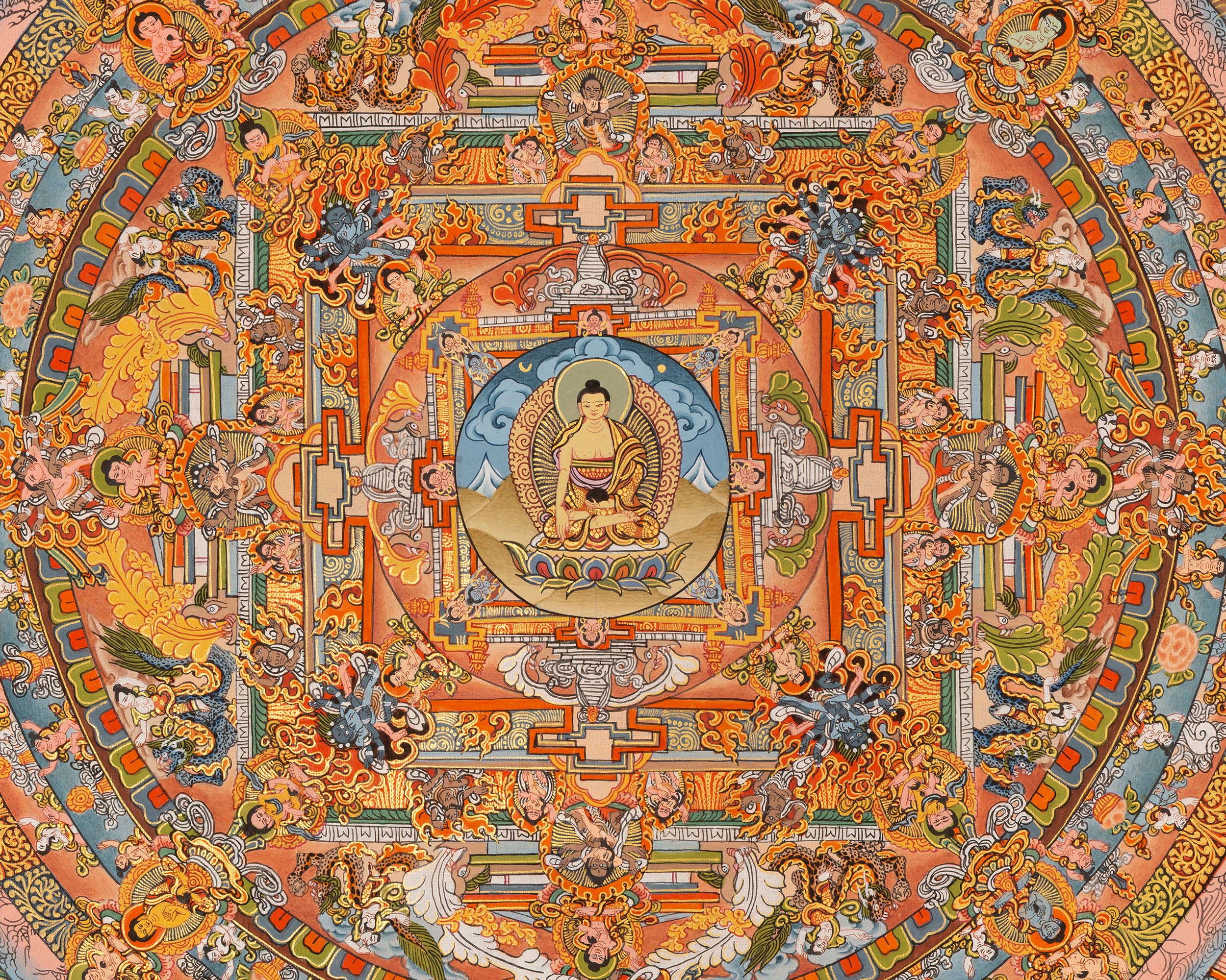 Hand Painted Buddha Mandala Thangka | Meditation Mandala Painting