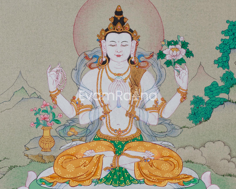 Small Avalokiteshvara Thangka Art