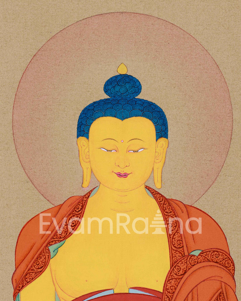 Refined Minimalist Dhyani Buddha Shakyamuni - The Awakened One Thangka