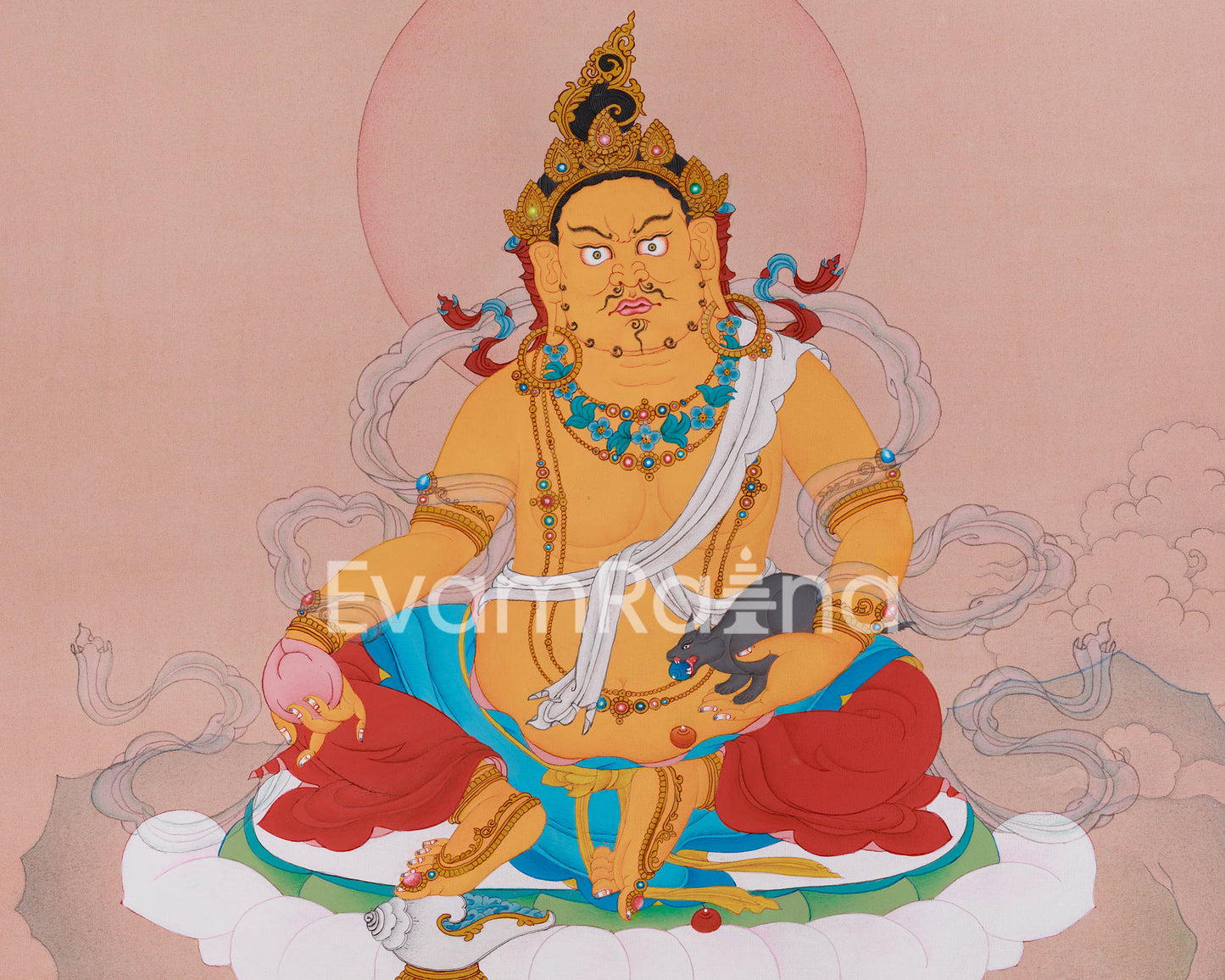 Dzambhala, God of Wealth Thangka | Tibetan Art for Financial Blessings and Spiritual Growth