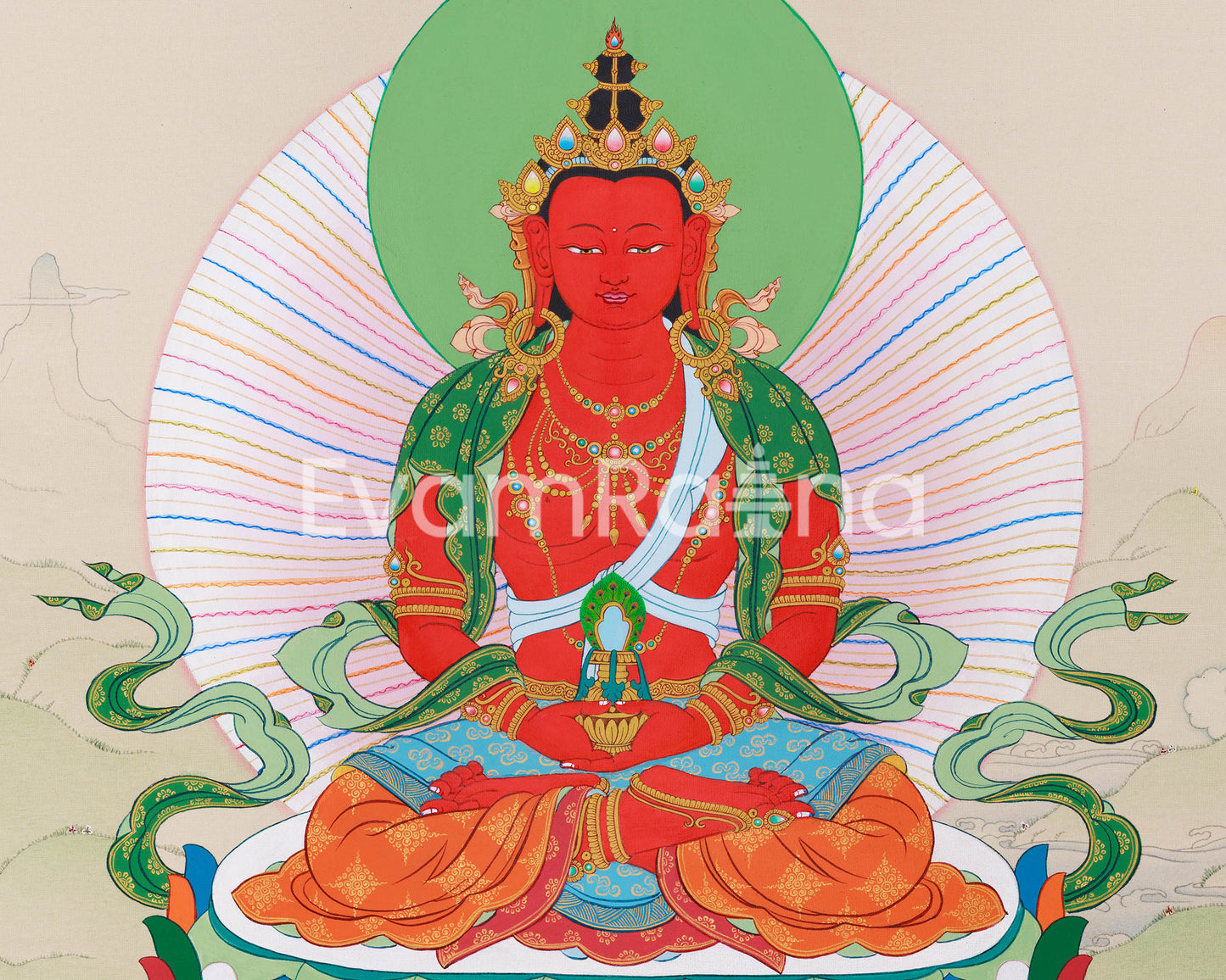 Amitayus with White Tara and Namgyalma Thangka