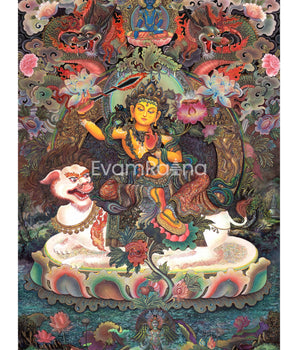 The Bodhisattva of Wisdom Manjushri Thangka Print