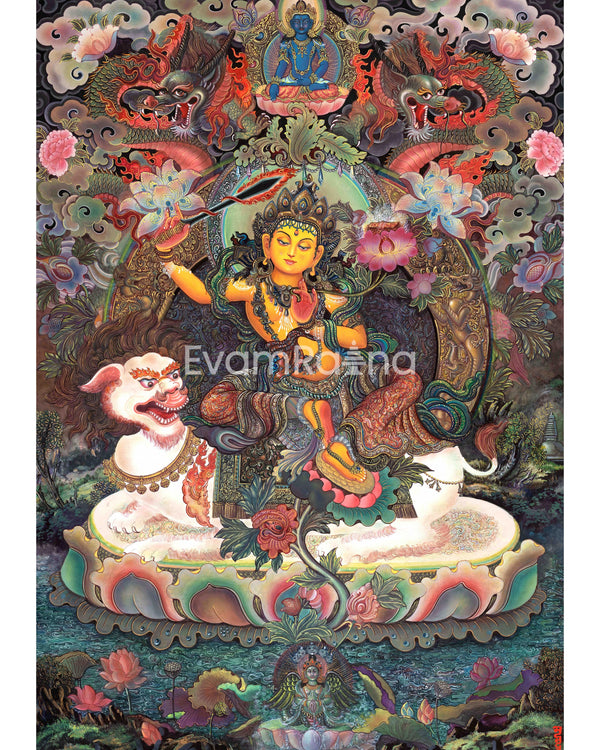 The Bodhisattva of Wisdom Manjushri Thangka Print