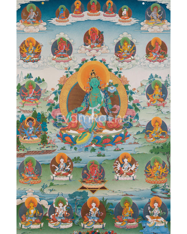 Rare 21 Tara, Traditional Tibetan Thangka 