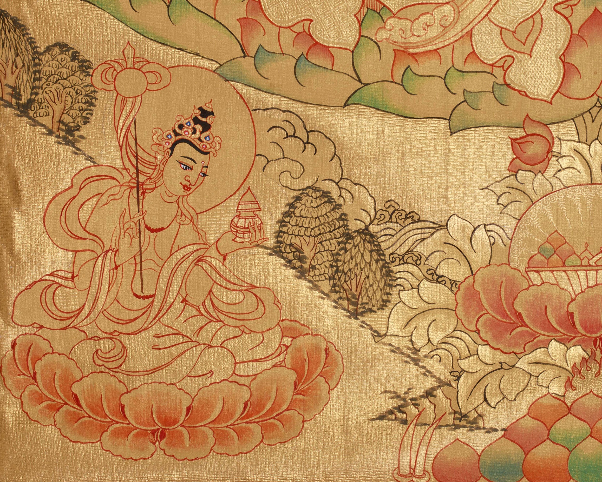 Guru Rinpoche Vajrayana Buddhist Art for Wisdom and Protection | Sacred Padmasambhava Thangka Painting
