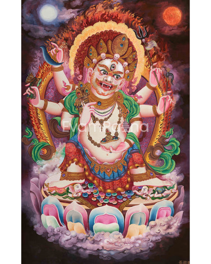 Sacred White Mahakala Canvas Print to Elevate Your Mediation Practice