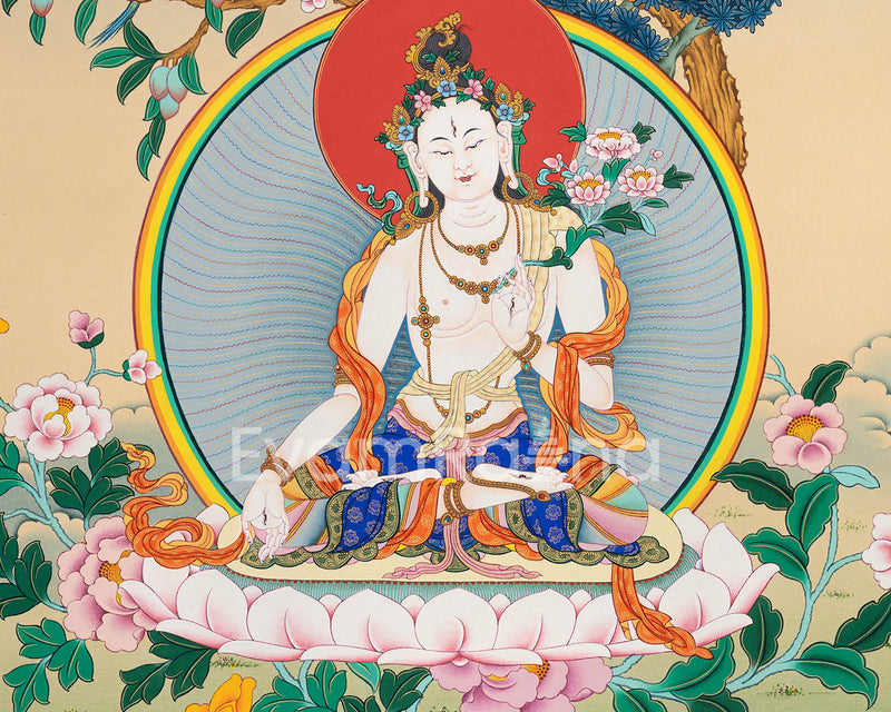 White Tara Wall Art | Traditional Painting| Himalayan Art