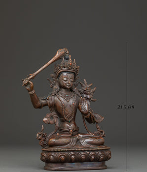 Handmade Copper Manjushri Statue
