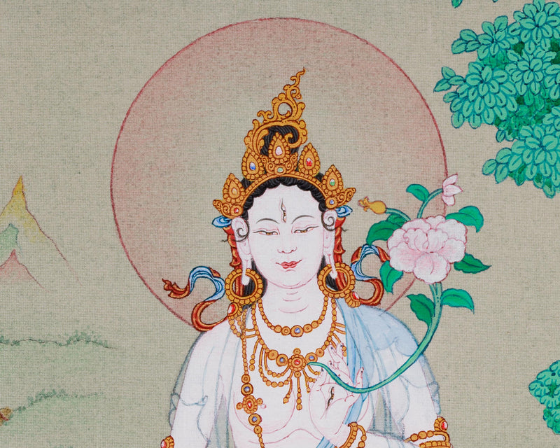 Small Maa White Tara Figure | Divine Compassion and Healing Art