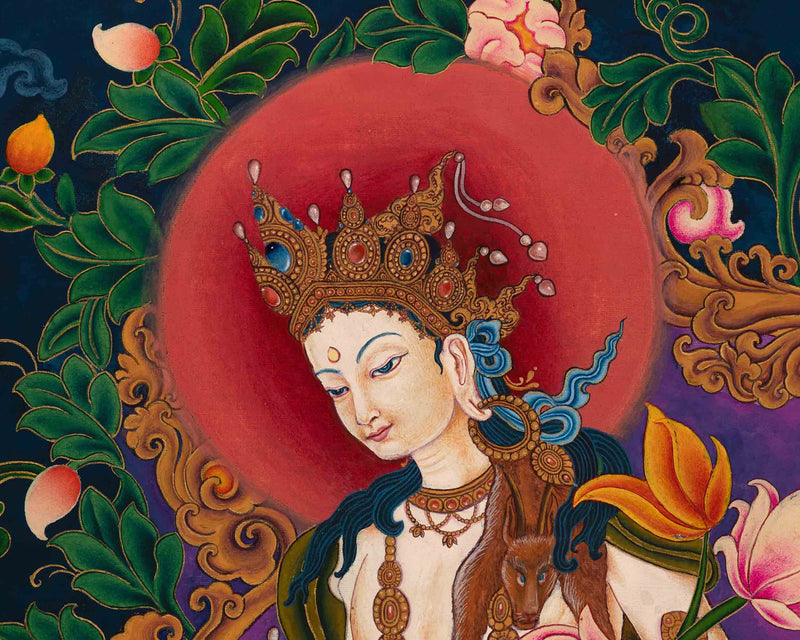 Tibetan Bodhisattva Padmapani Painting Print | Padmapani Lokeshwara Thangka Print