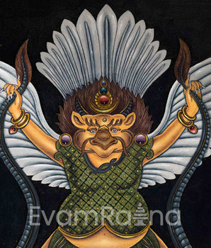 Tibetan Garuda Digital Print | King of Birds Thangka Print
