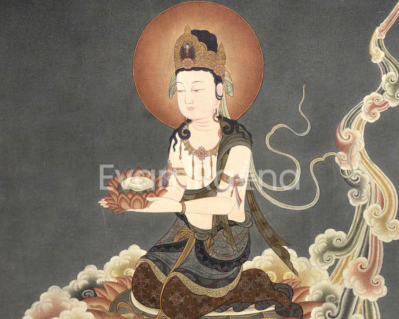 Bodhisattva Thangka Print | Traditional Buddhist Art