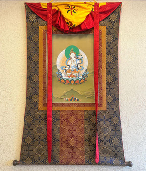 Seven-Eyes White Tara Thangka | Hand-Painted Tibetan Artwork in Karma Gadri Style