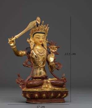 Manjushri statue with 24K Gold Gilding