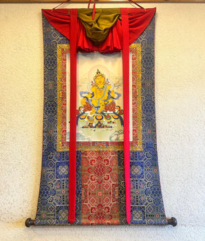 Tibetan Jambhala Thangka | Hand-Painted Art of Abundance | Karma Gadri Artistry