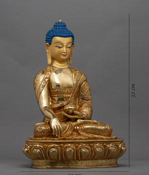 24K Gold Buddha Shakyamuni Statue | Gold-Plated Himalayan Artwork