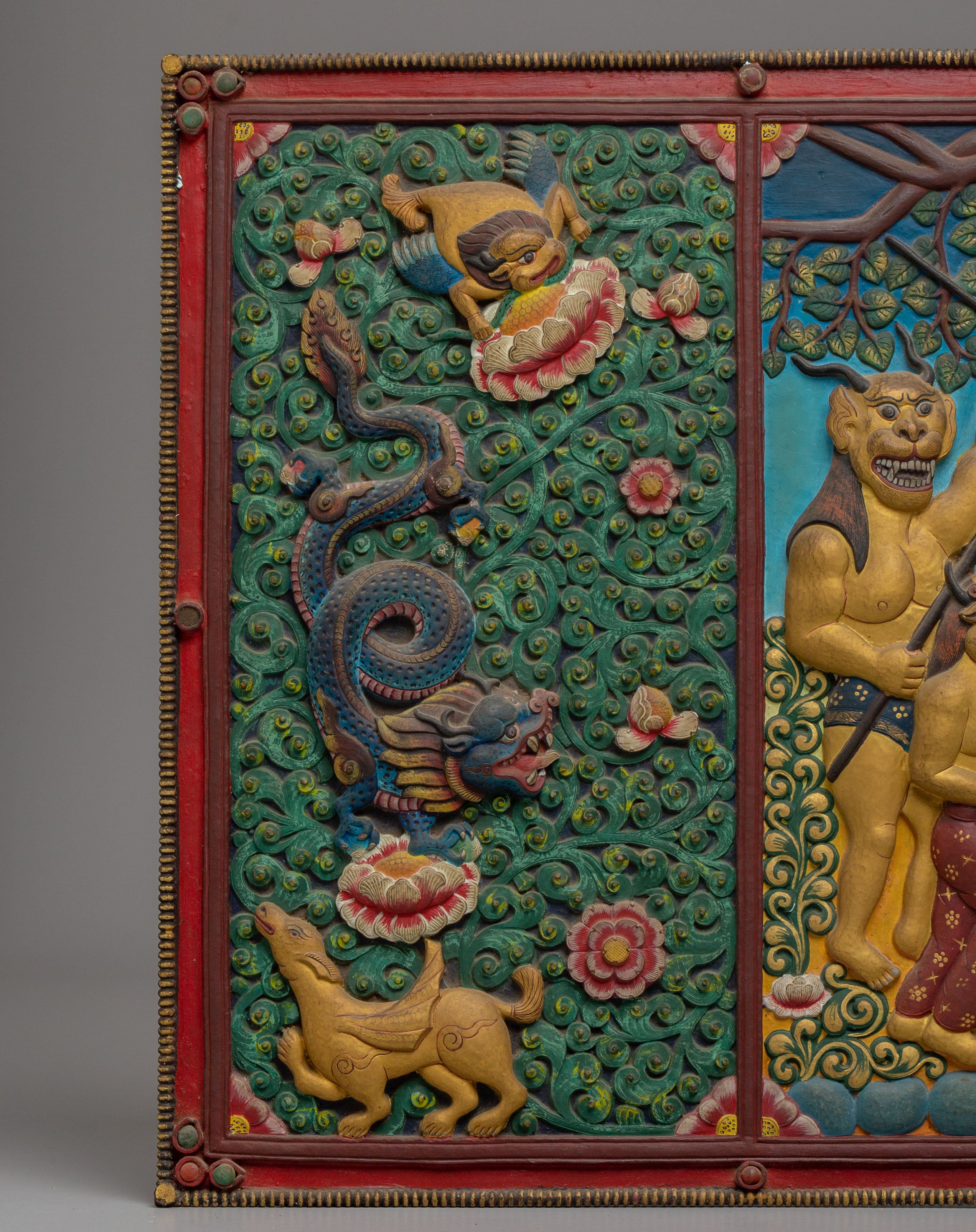 Meditating Shakyamuni Buddha Wall Hanging | Enlightenment Scene with Mara