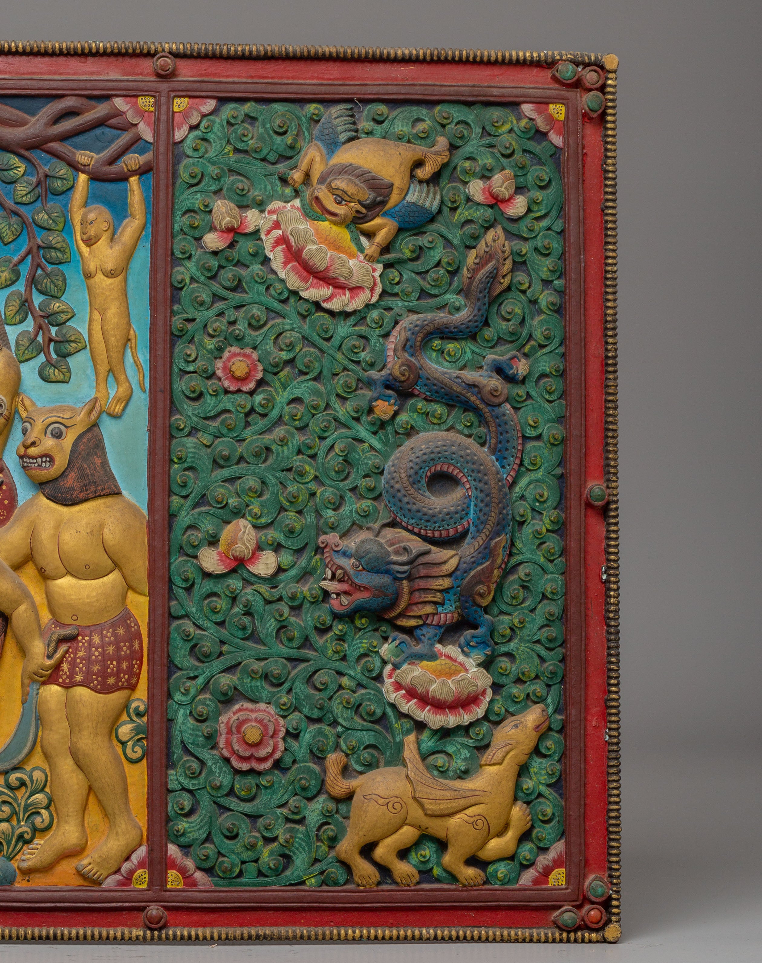 Meditating Shakyamuni Buddha Wall Hanging | Enlightenment Scene with Mara