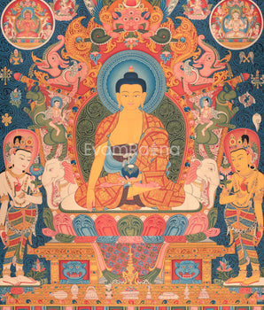 Shakyamuni Buddha and Mara Thangka Print on Canvas | The Path to Liberation | Print for Spiritual Resilience