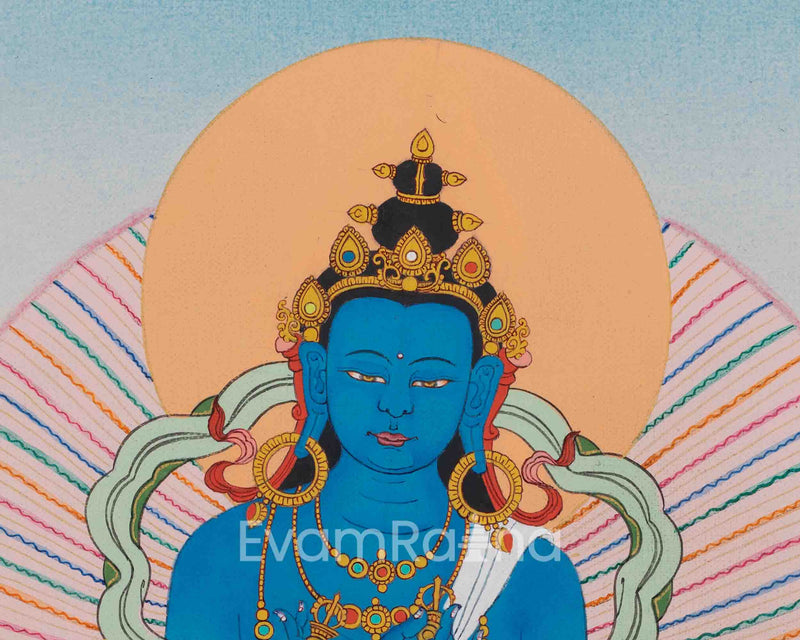 The Vajra Holder, Vajradhara | Buddhist Thangka Painting | Spiritual Hand Painted Canvas Art