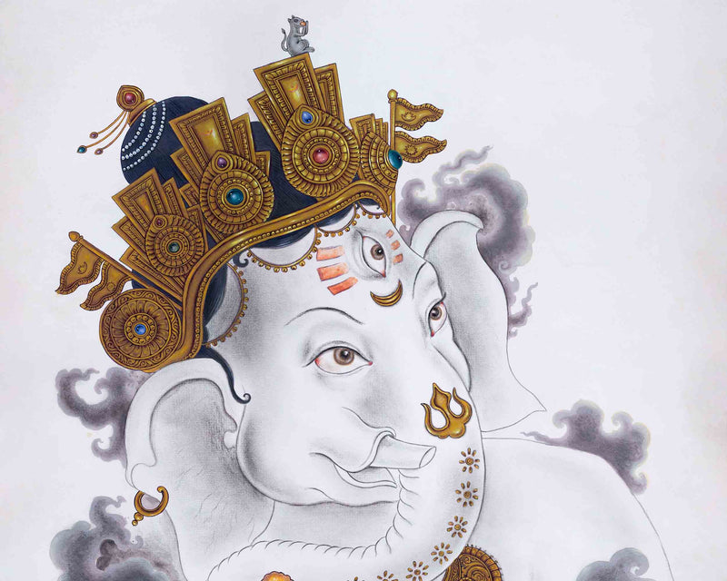 Newari Paubha Print To Practice Ganesh Mantra | Highly-Revered Hindu Deity Art Print For Rituals